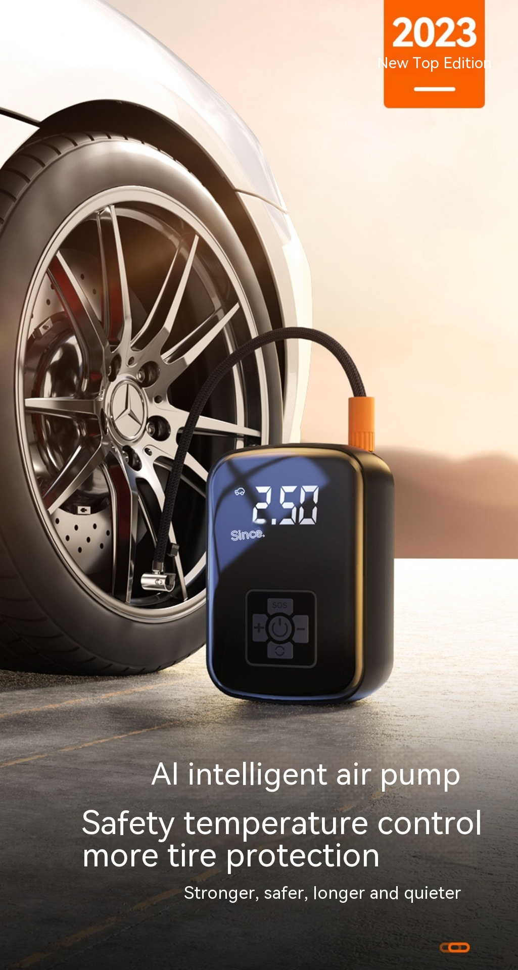 Inflador portátil para llantas de auto con manómetro digital