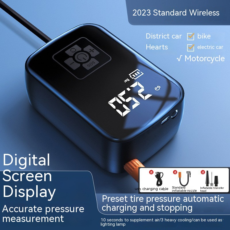 Inflador portátil para llantas de auto con manómetro digital