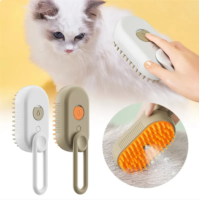 Cepillo a vapor 3 en 1 para gatos y perros/ limpia, peina y quita pelo